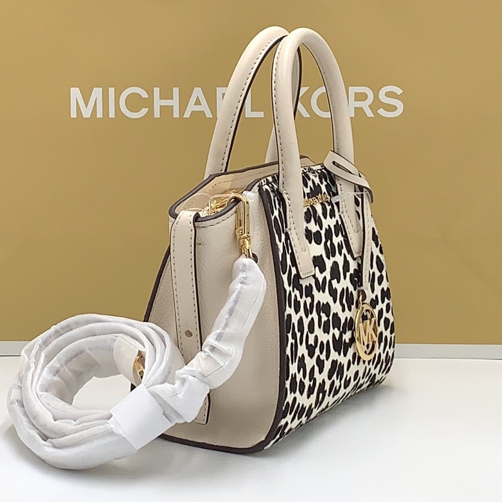 Avril Extra-Small Cheetah Print Calf Hair and Leather Satchel Light Cream multi - Picture 6 of 16